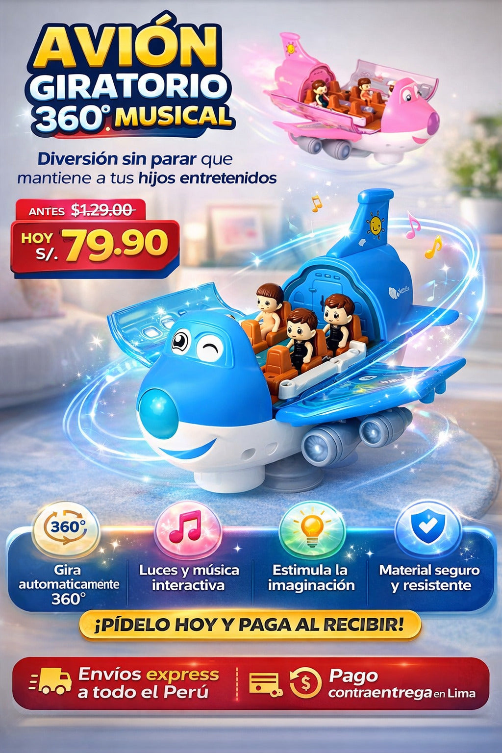 AVION GIRATORIO 360° MUSICAL