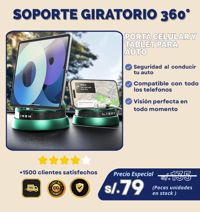 Soporte Giratorio 360° para Teléfono de Auto