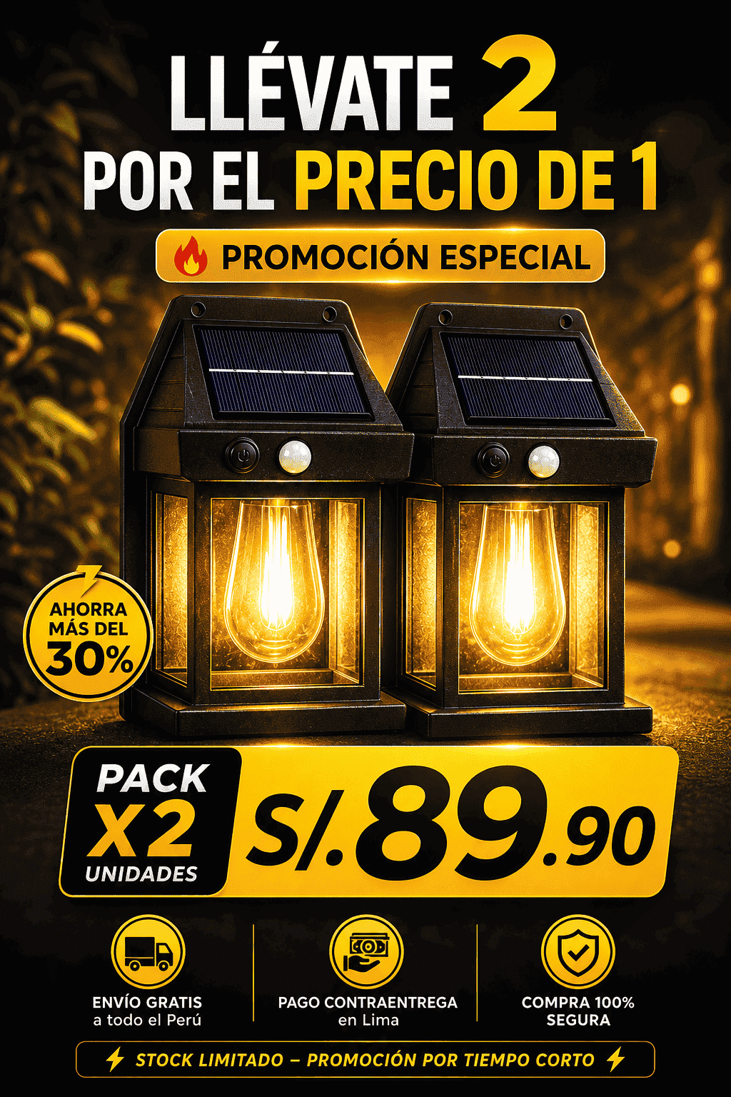 2 FOCOS SOLARES INTELIGENTES PARA EXTERIORES